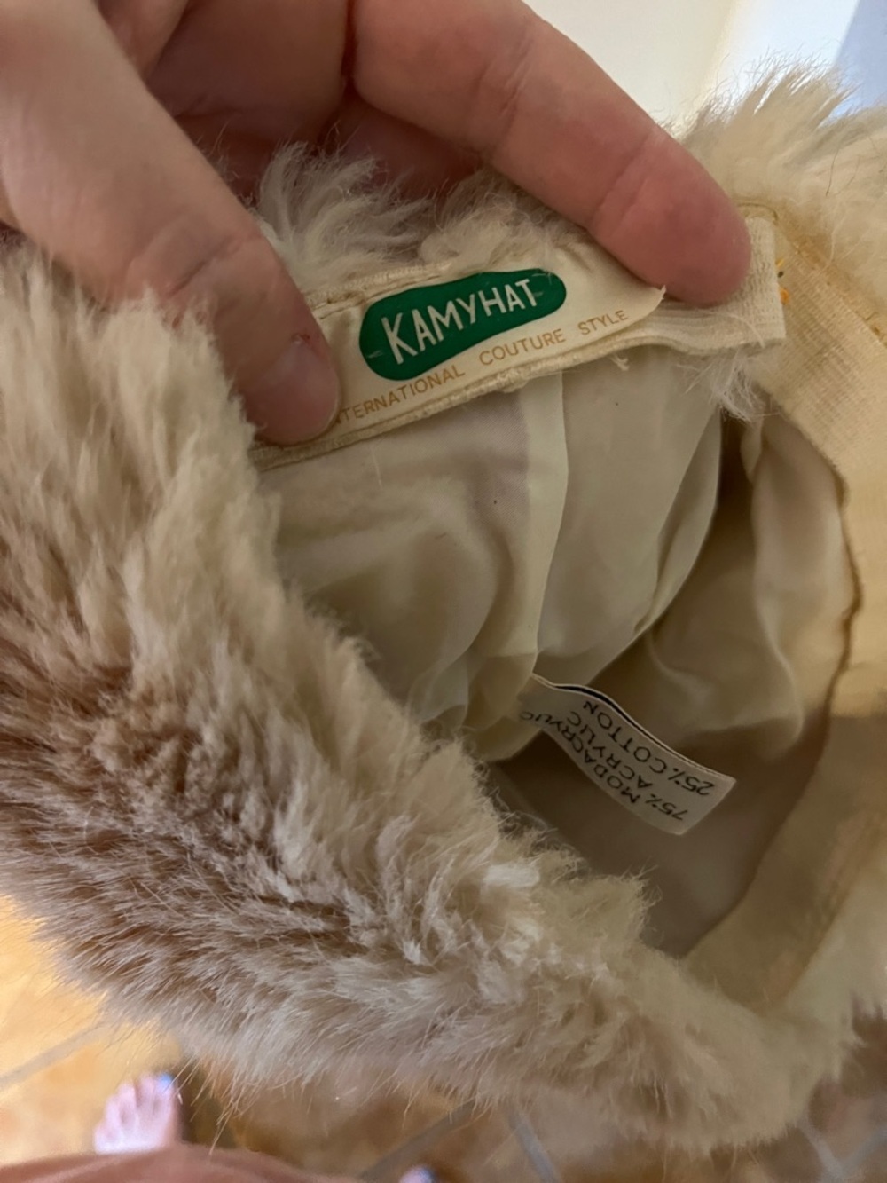 Plush Faux Fur Winter Hat - Tan - Picture 3 of 3